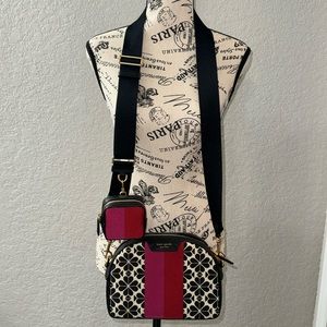 Spade Flower Jacquard Stripe Addy Medium Dome Crossbody